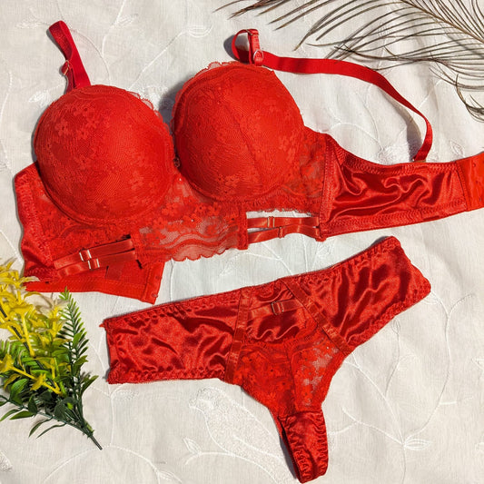 Elegant Silky Net Padded Bra Set – Smooth, Stylish & Supportive Lingerie