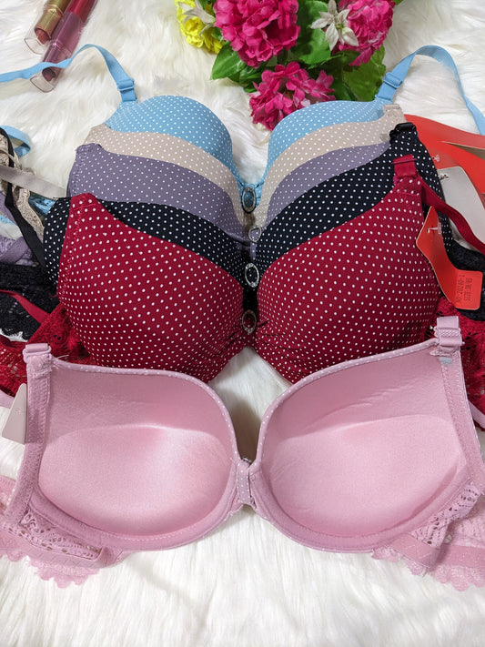 Elegant Dotted Design Padded Bra Set
