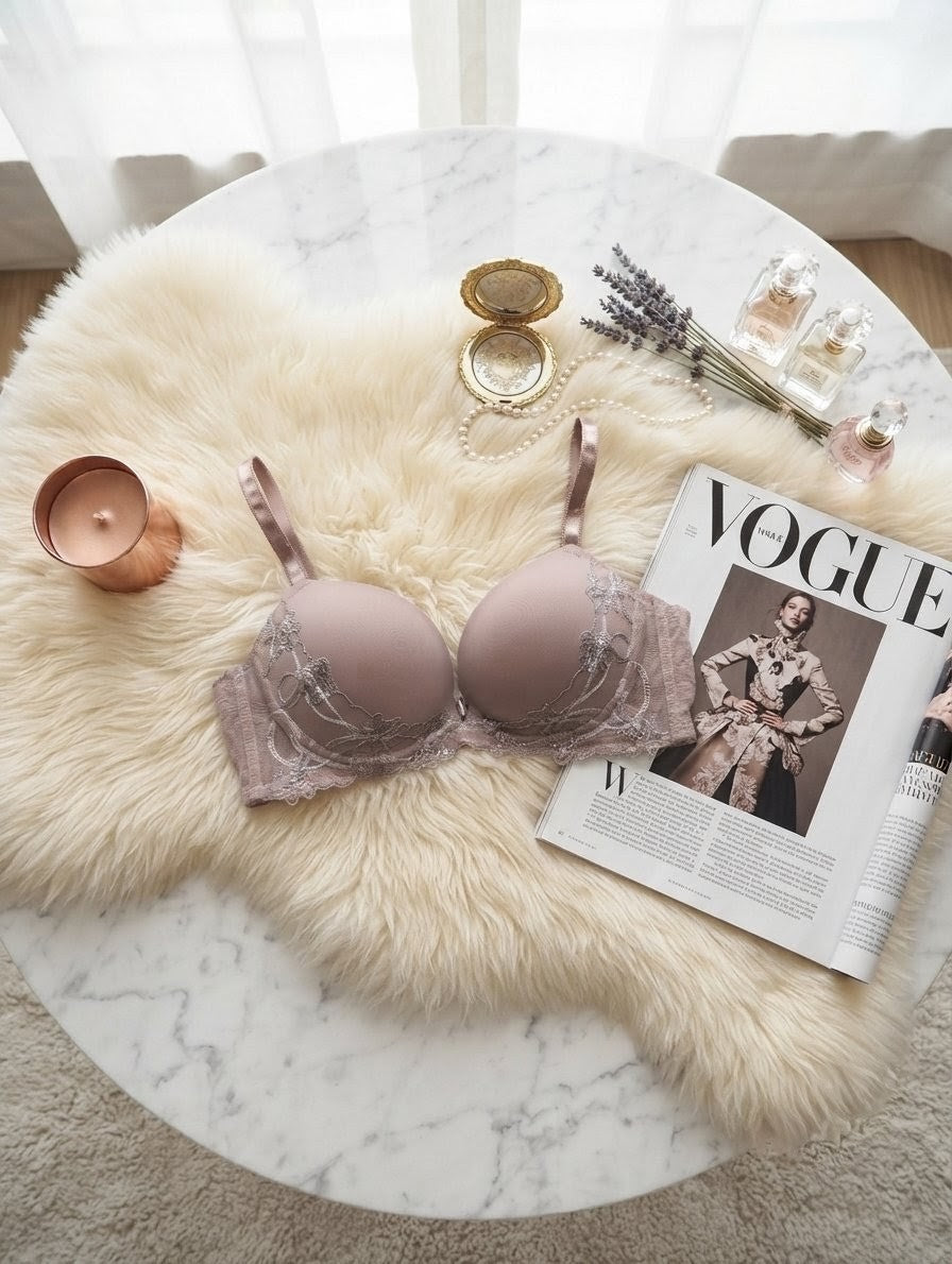 Embroidered Mauve Push-Up C Cup Bra in Pakistan – Safaa.pk