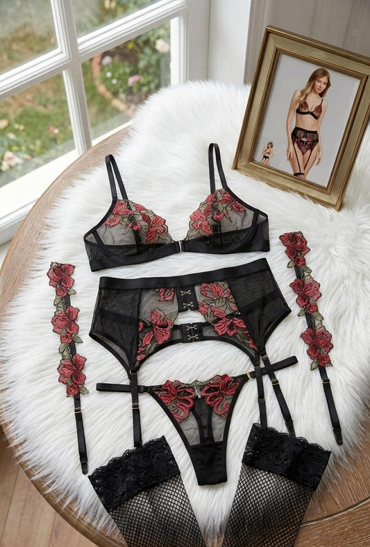 Floral Net Lingerie Set in Pakistan – Safaa.pk