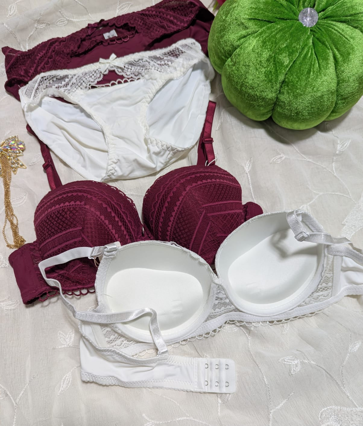 Elegant Self-Design Half-Circle Padded Push-Up Bra Set (DPBS 2)