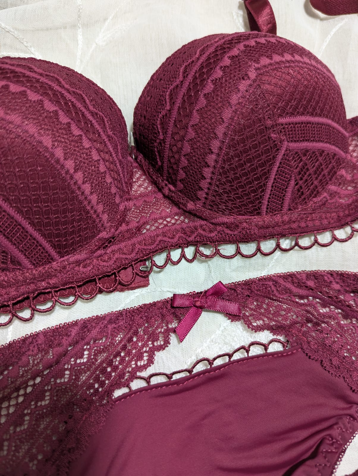 Elegant Self-Design Half-Circle Padded Push-Up Bra Set (DPBS 2)