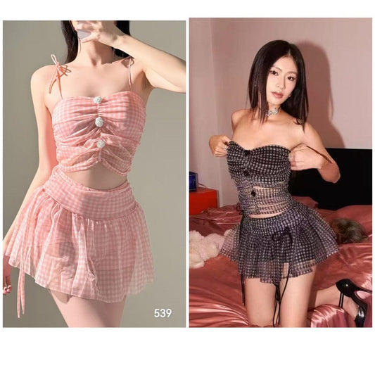 Korean Style Printed Mini Skirt Nighty - Sexy Women’s Sleepwear
