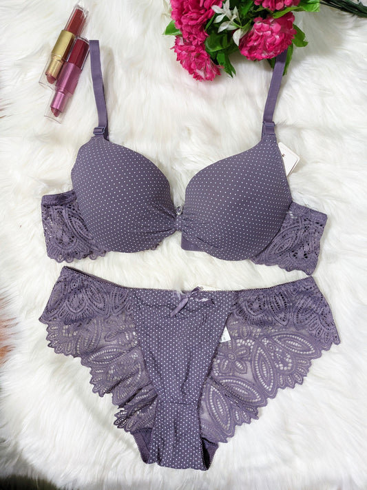 Elegant Dotted Design Padded Bra Set (spbs 032)