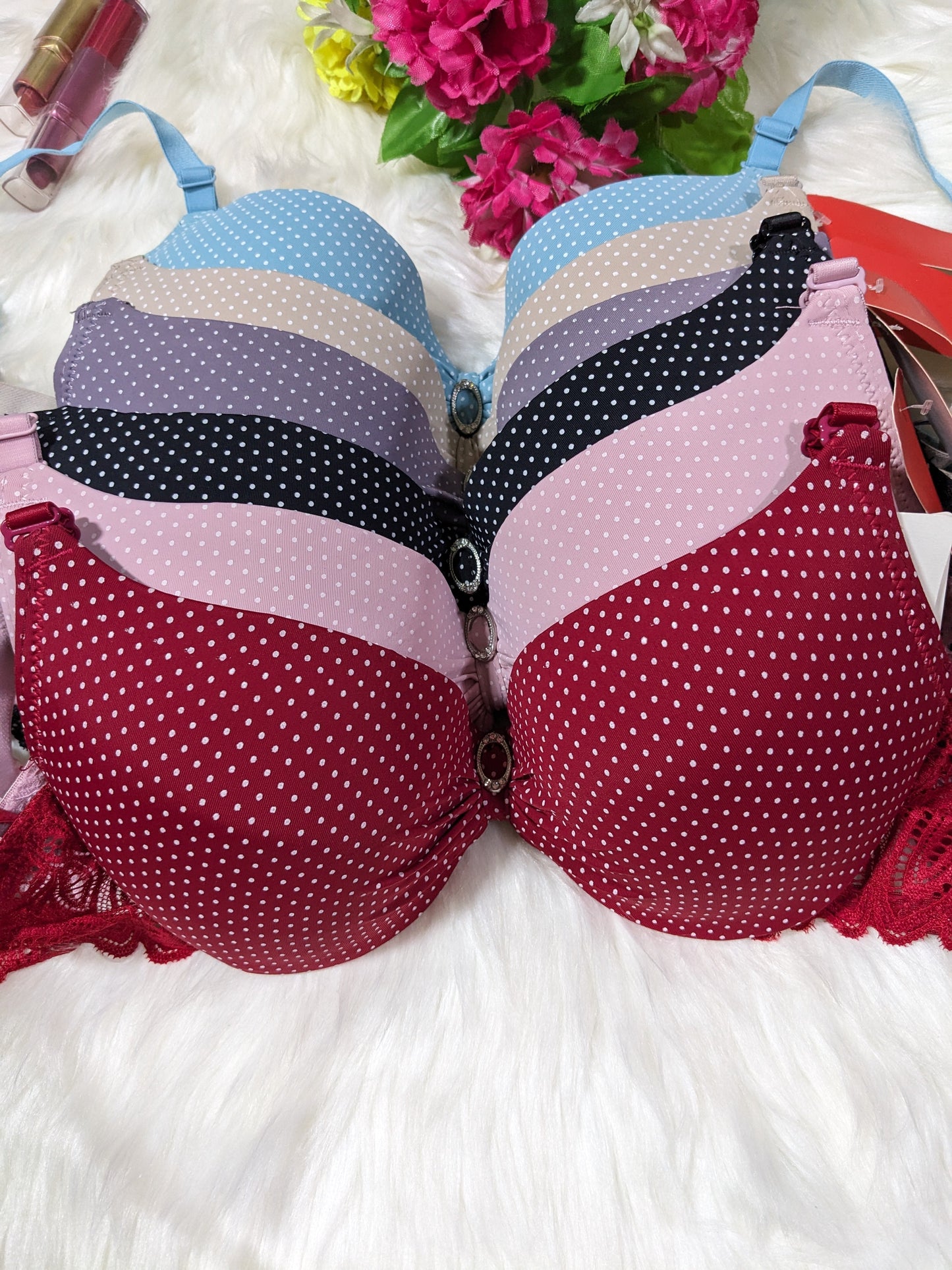 Elegant Dotted Design Padded Bra Set (spbs 032)