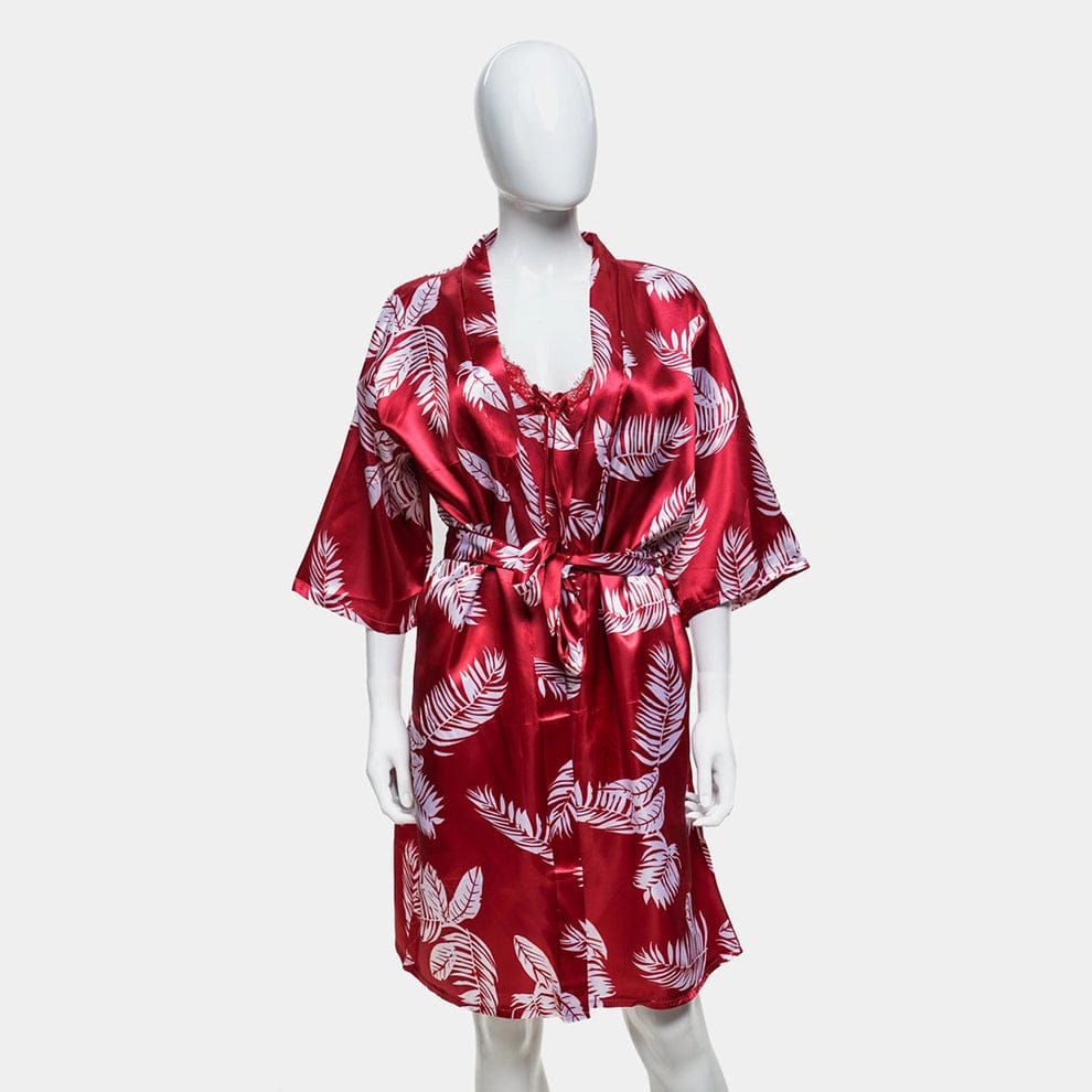 Printed Silk 2 Pcs Nighty For Girls