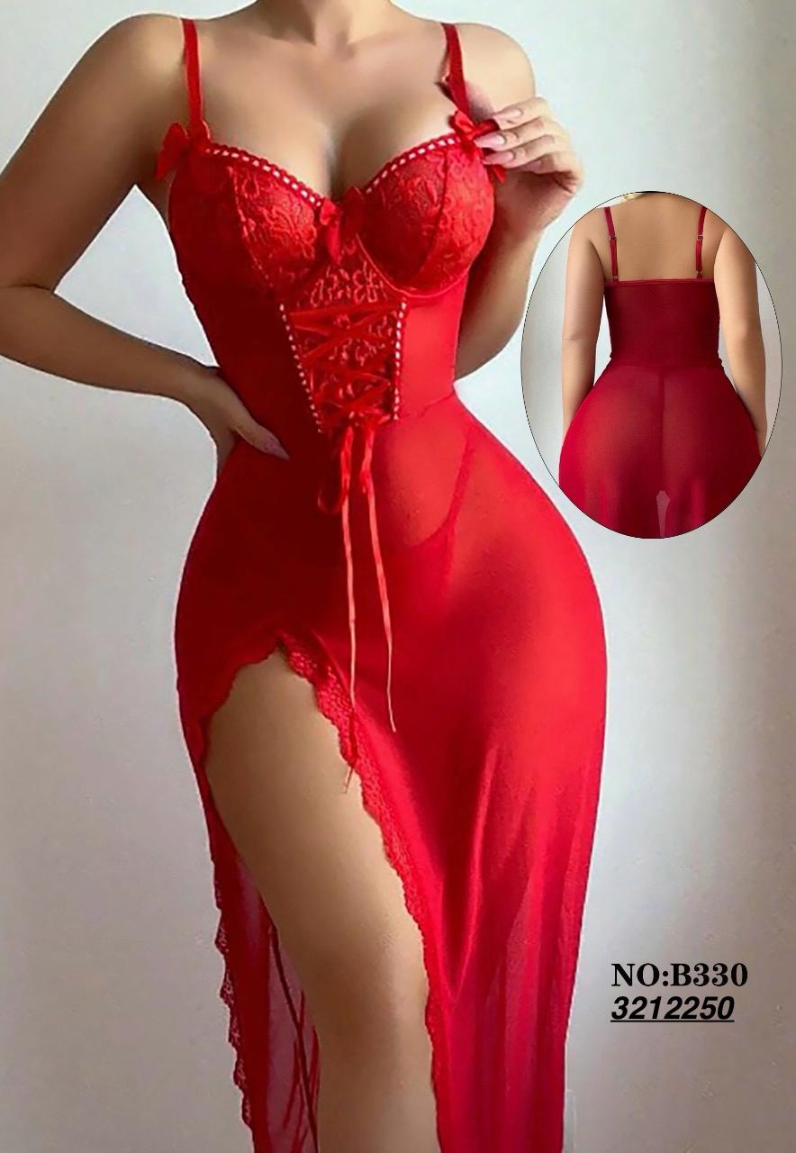 Red Lace-Up Corset Nightgown in Pakistan – Safaa.pk