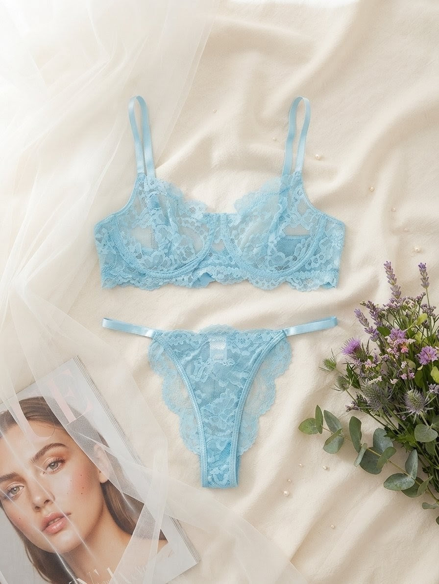 Sheer Floral Balconette Lingerie Set in Pakistan – Safaa.pk