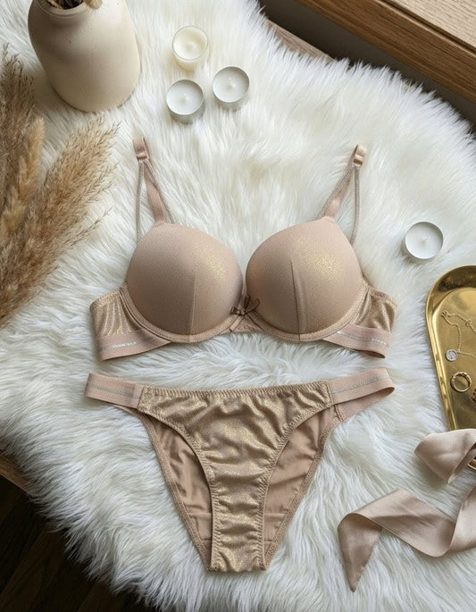 Shiny Double Padded Push Up Bra Set in Pakistan – Safaa.pk