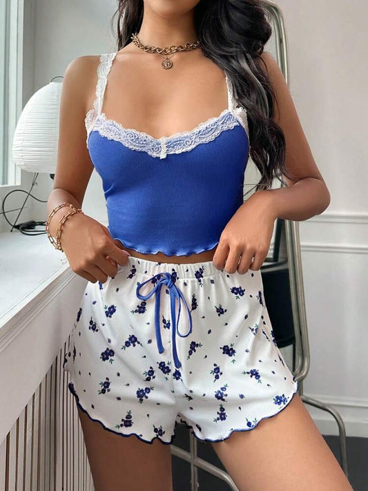 Comfy Printed Sleepwear Set – Soft Cami Top & Boxer Shorts | SAFAA