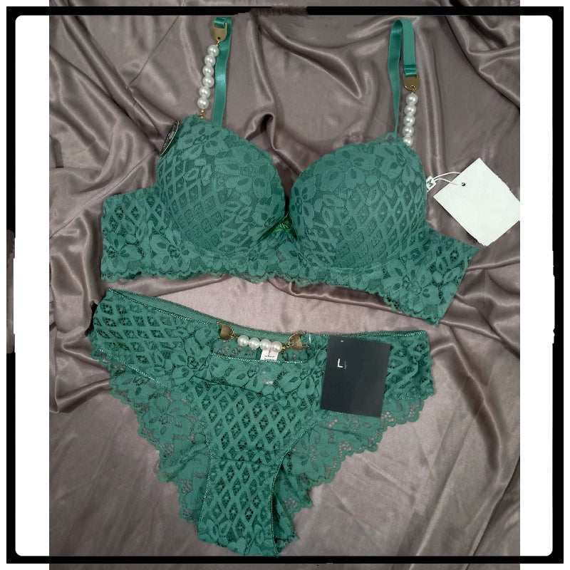 Bridal Lingerie Set with Pearl-Embellished Straps (SPBS 0082)