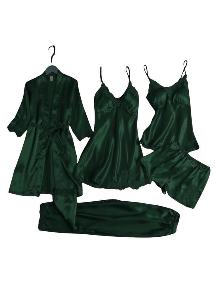 5 piece silk nighty set for women in Pakistan – Safaa.pk