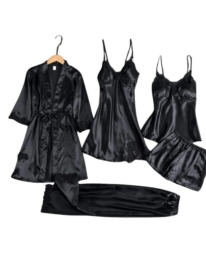 5 piece silk nighty set for women in Pakistan – Safaa.pk