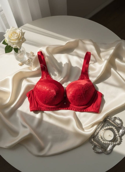 Party wear double padded red lace bra in Pakistan – Safaa.pk