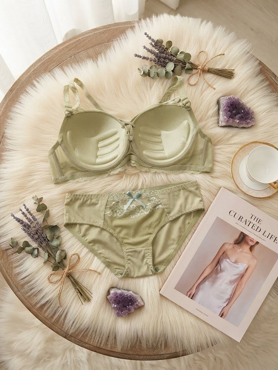 Criss-Cross Floral Lace Push-Up Bra Set in Pakistan – Safaa.pk