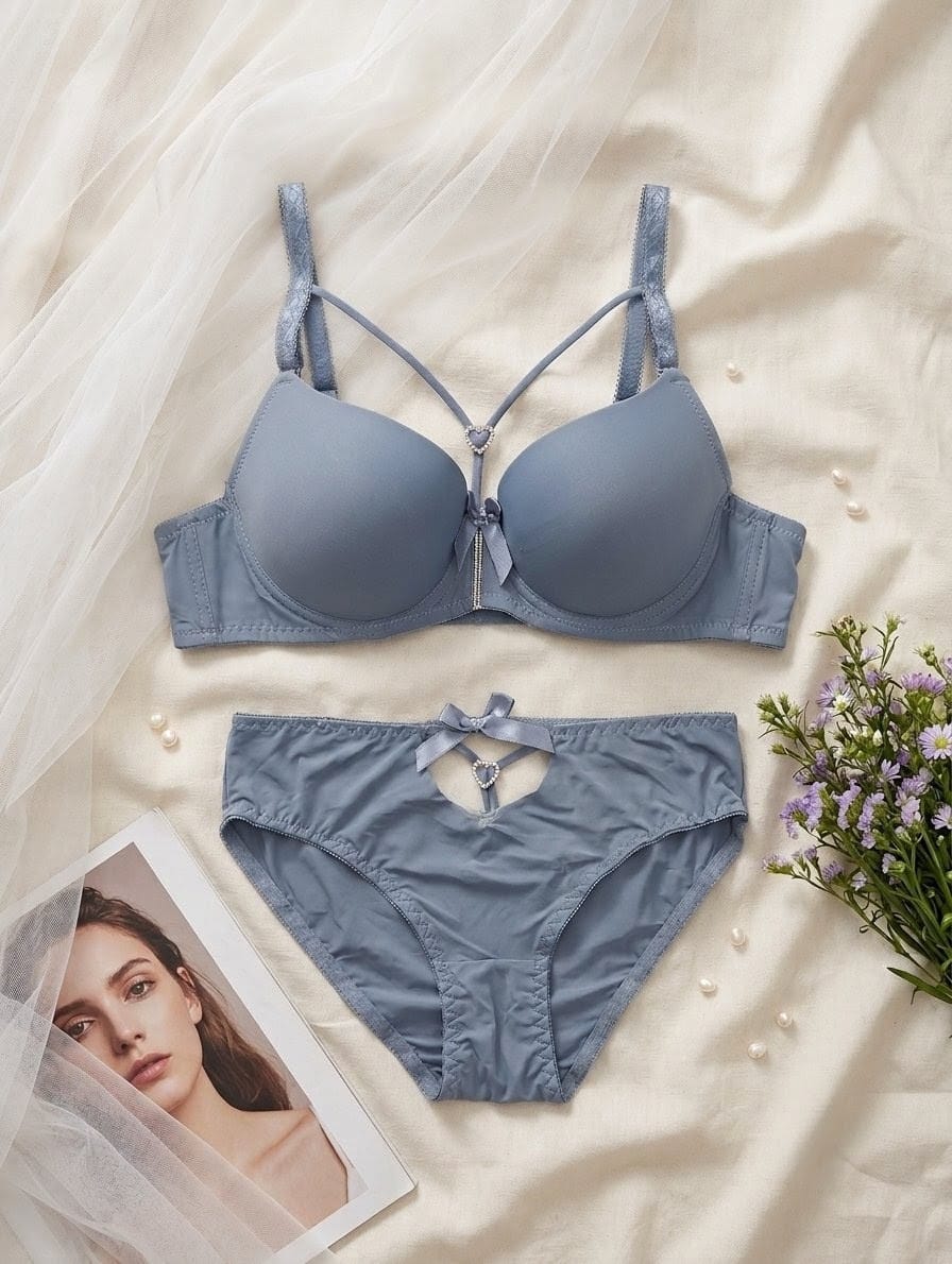 Crystal Heart Demi Bra Set in Pakistan – Safaa.pk