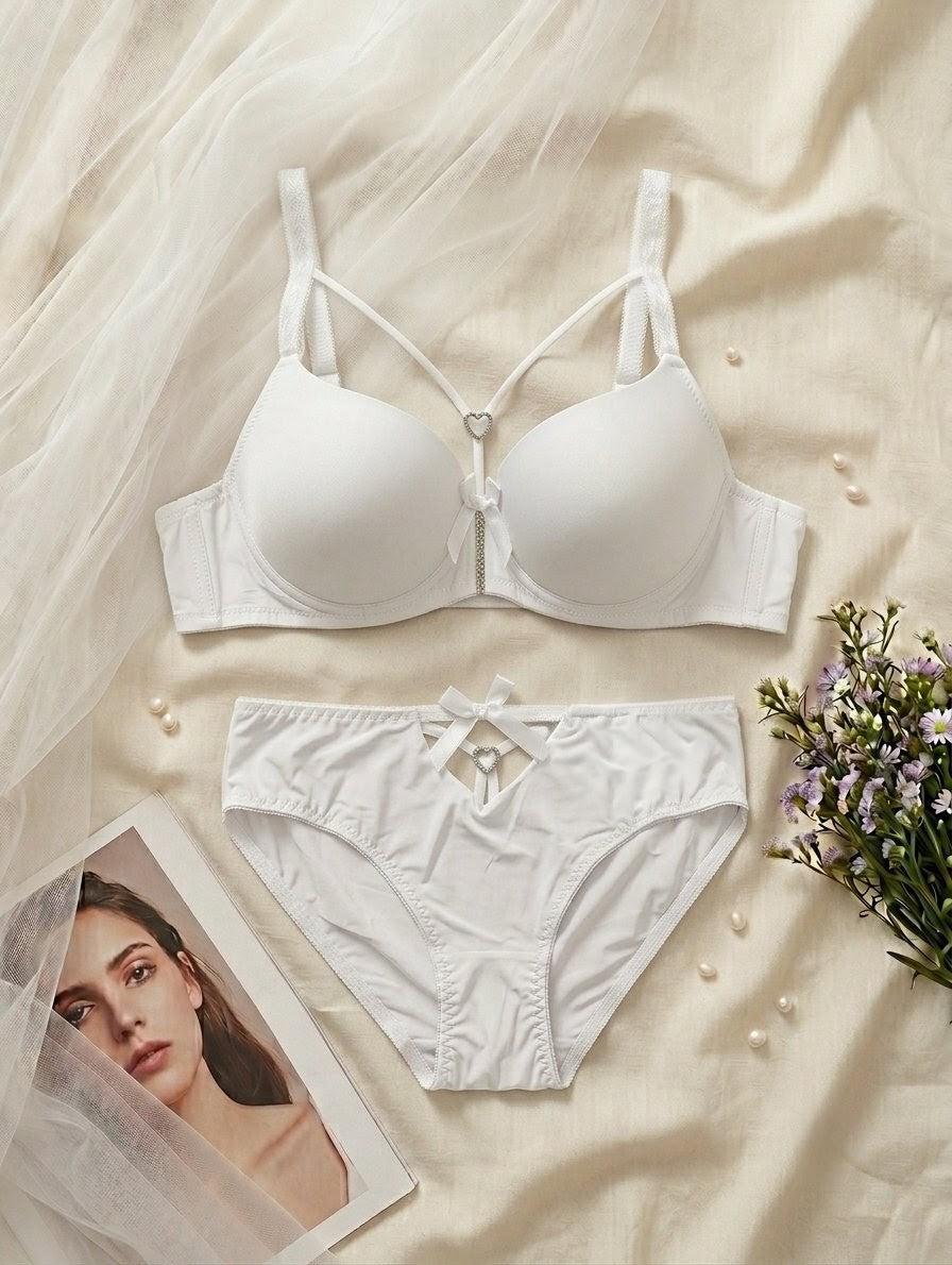 Crystal Heart Demi Bra Set in Pakistan – Safaa.pk
