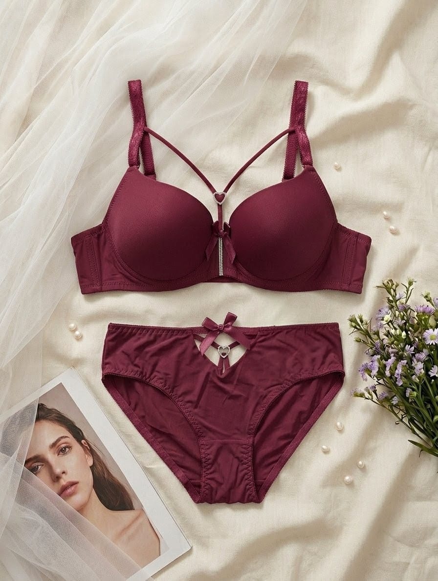 Crystal Heart Demi Bra Set in Pakistan – Safaa.pk