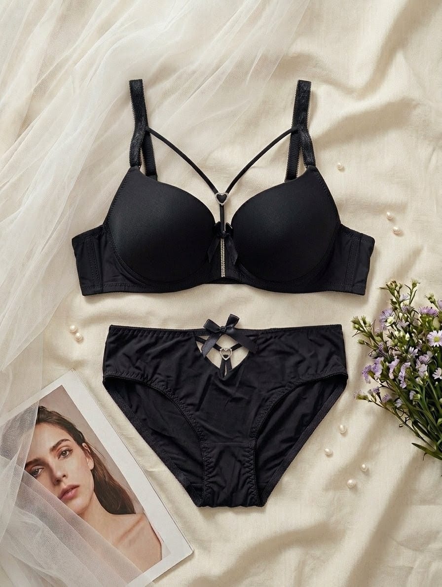 Crystal Heart Demi Bra Set in Pakistan – Safaa.pk
