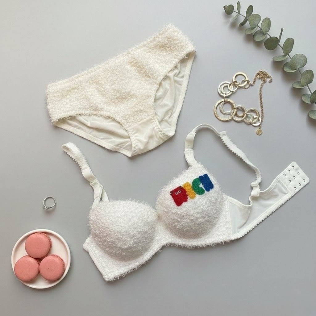 Cute Faux Fur Sexy Bra & Panty Set