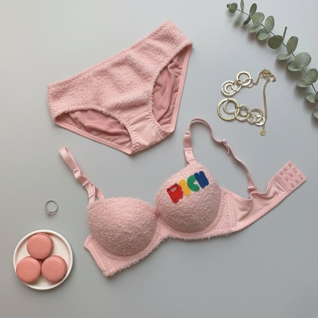 Cute Faux Fur Sexy Bra & Panty Set