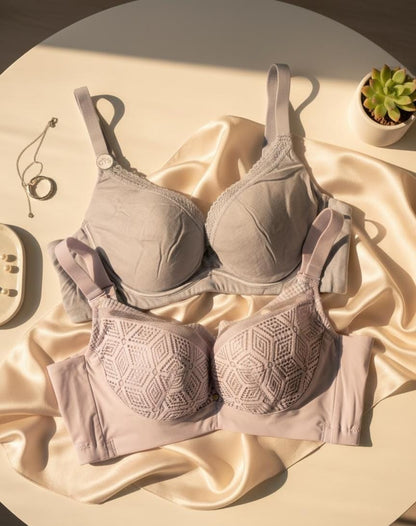 Pack of 2 different grey color bras in two designs same size comfortable everyday wear – Safaa.pk Pakistan