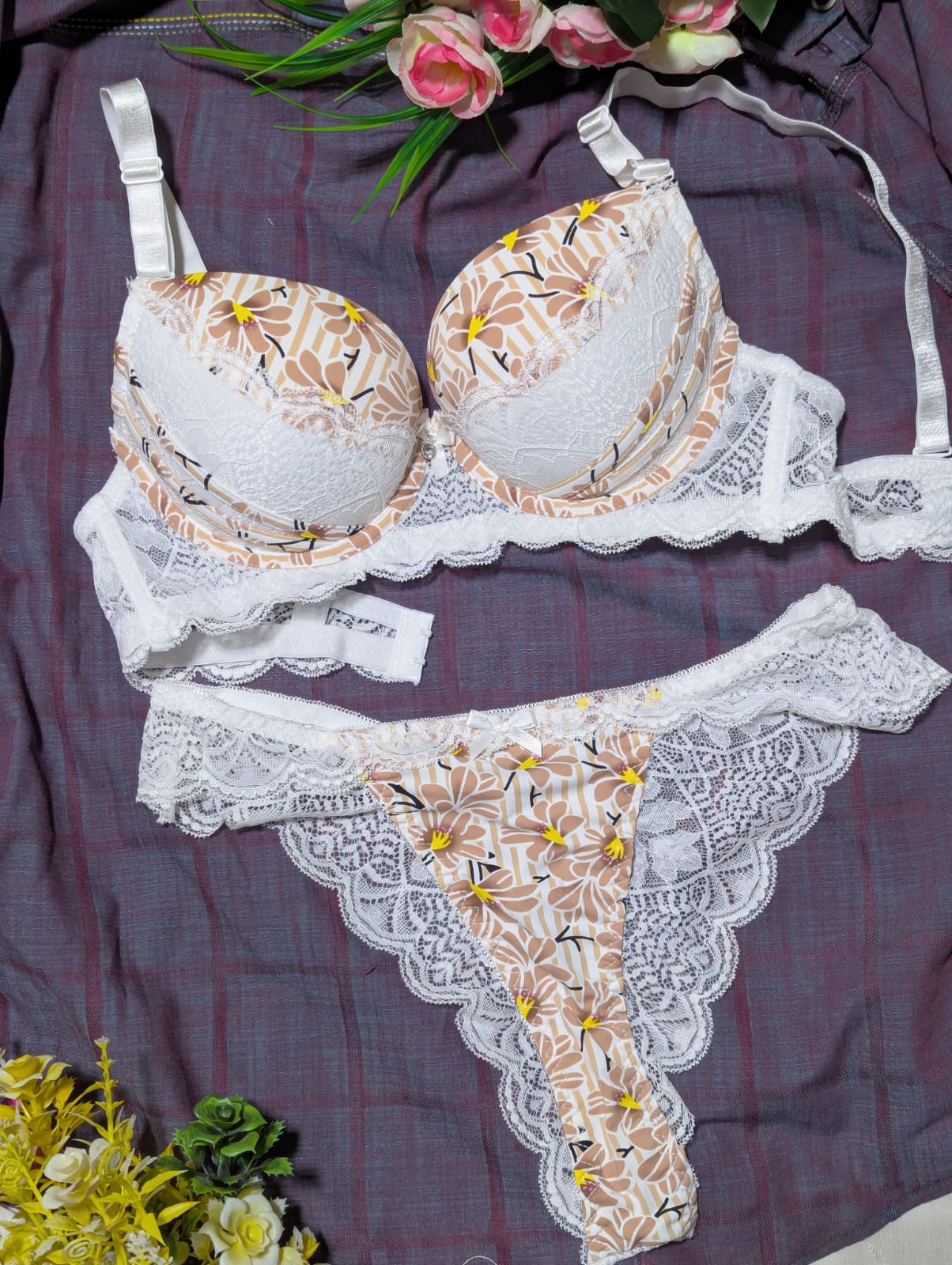 Elegant Floral net Push-Up Bra Set – Bridal Lingerie