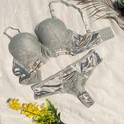 Elegant Silky Net Padded Bra Set – Smooth, Stylish & Supportive Lingerie