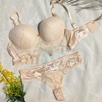 Elegant Silky Net Padded Bra Set – Smooth, Stylish & Supportive Lingerie