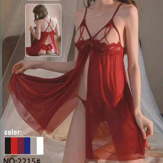 Elegant net bold Western-style nighty