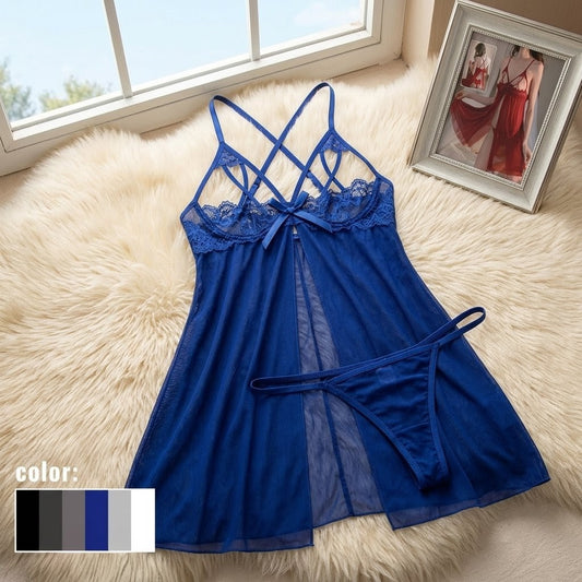 Elegant net bold Western-style nighty
