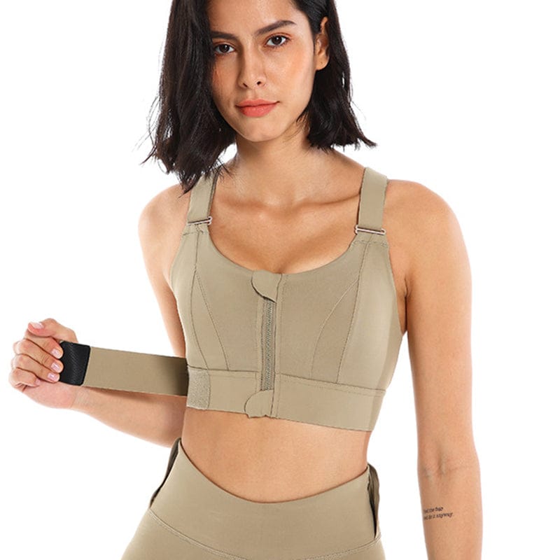 Front zip padded sports fixer bra with adjustable straps