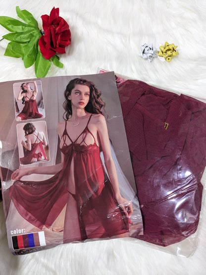 Elegant net bold Western-style nighty (ND 08)