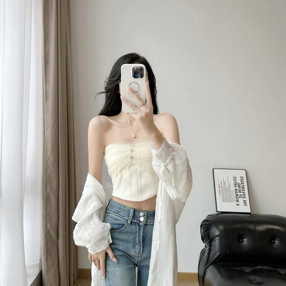 Comfy padded strapless camisole for hot days (CS 1)