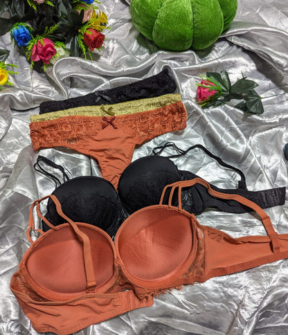 Half Net cup Padded Push up Bra Set (DPBS 11)