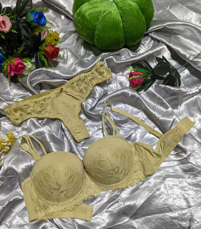 Half Net cup Padded Push up Bra Set (DPBS 11)