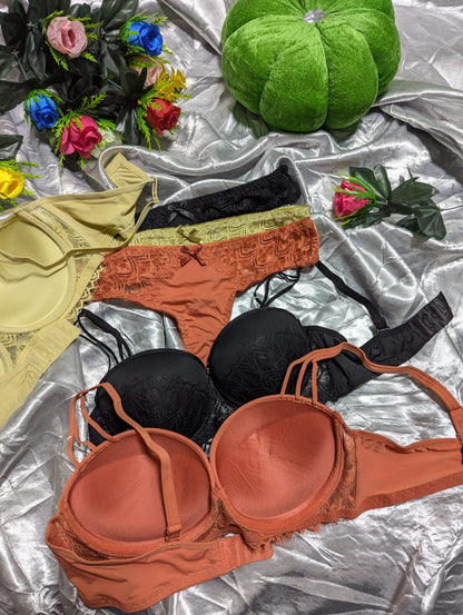 Half Net cup Padded Push up Bra Set (DPBS 11)