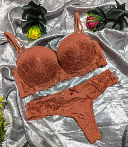 Half Net cup Padded Push up Bra Set (DPBS 11)