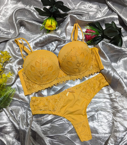 Half Net cup Padded Push up Bra Set (DPBS 11)