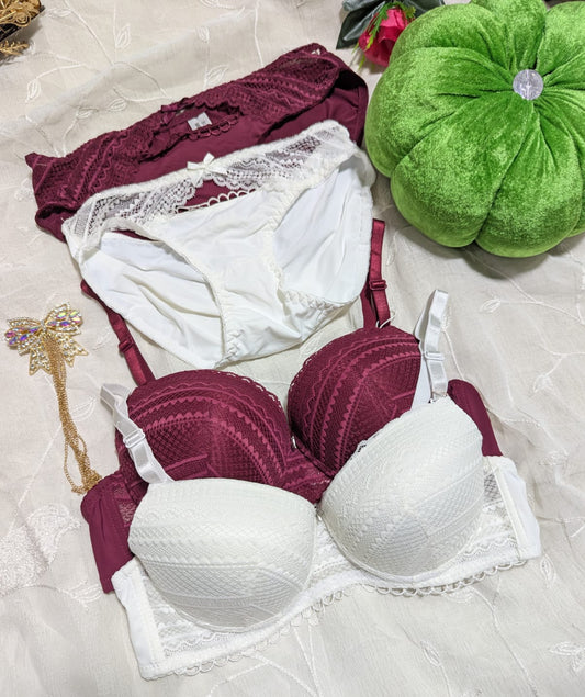 Elegant Self-Design Half-Circle Padded Push-Up Bra Set (DPBS 2)