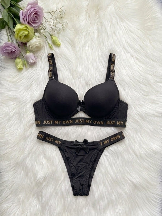 Just My Own Gold Logo Push-Up Bra Set in Pakistan – Safaa.pk