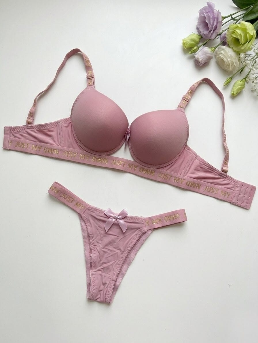 Just My Own Gold Logo Push-Up Bra Set in Pakistan – Safaa.pk