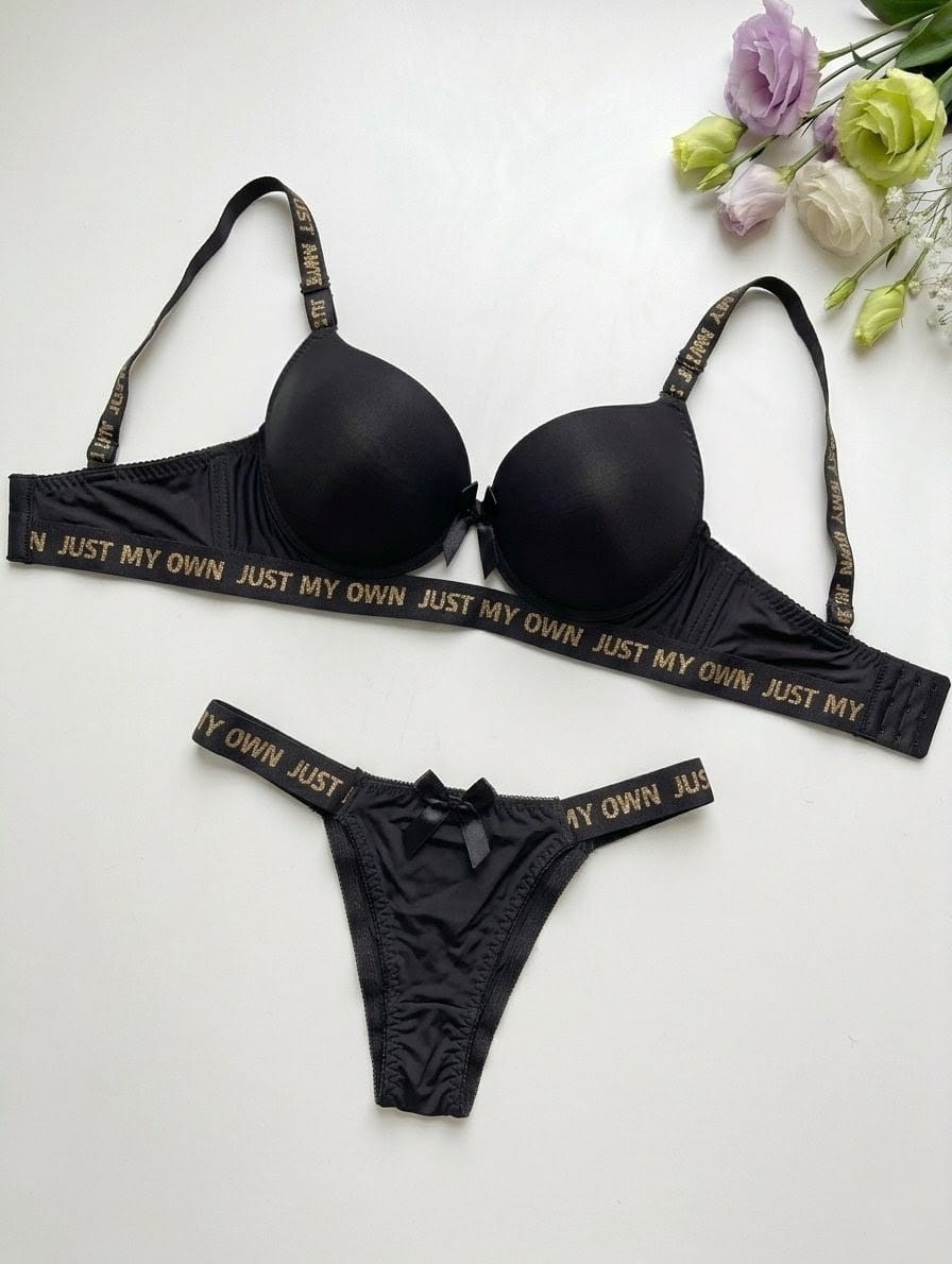 Just My Own Gold Logo Push-Up Bra Set in Pakistan – Safaa.pk