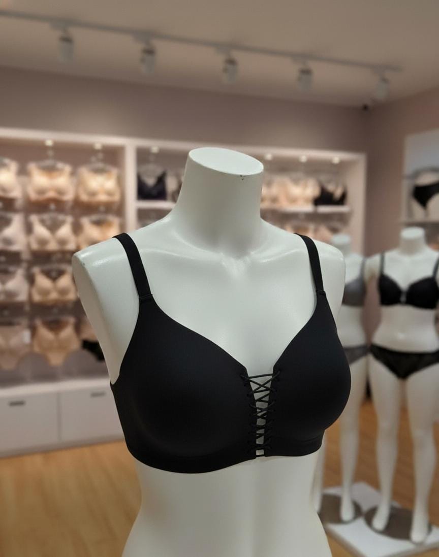 Lace-Up Seamless Padded Bra – Soft Support & Feminine Charm