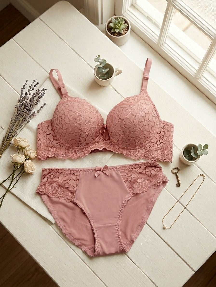 Lace Padded Underwire Bra Set in Pakistan – Safaa.pk