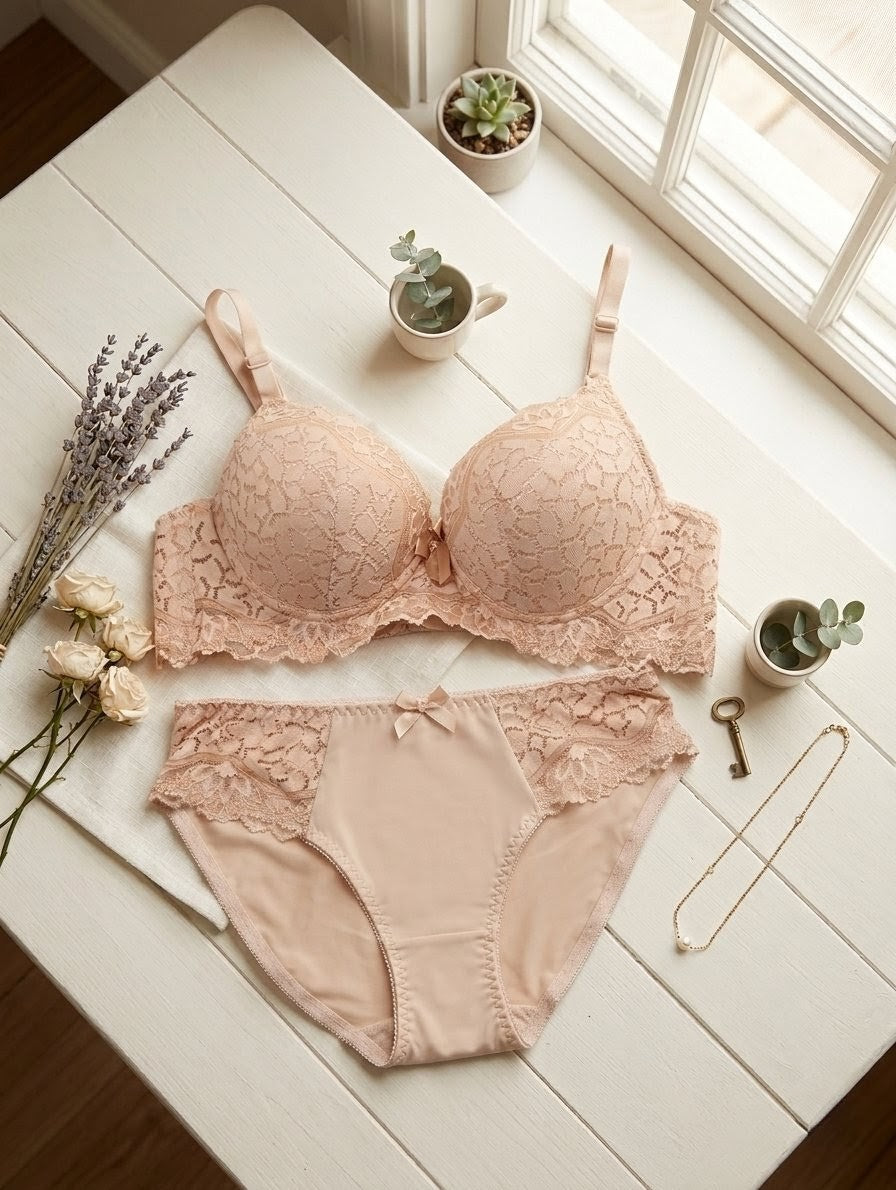 Lace Padded Underwire Bra Set in Pakistan – Safaa.pk