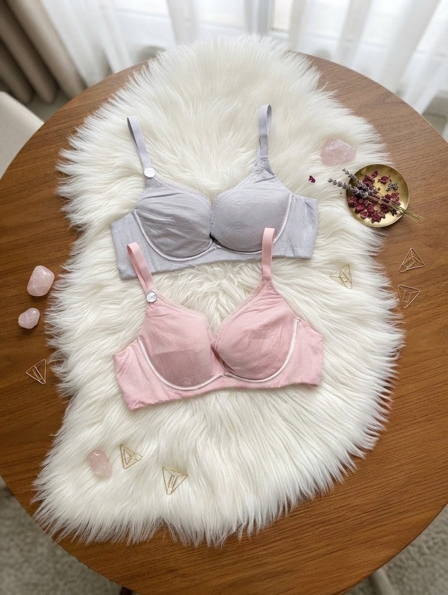 Pink and Gray push up Light padded lace bra pack of 2 size 36C – Safaa.pk Pakistan