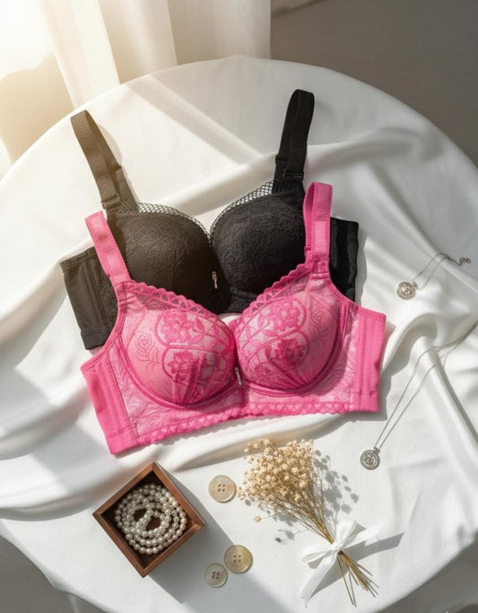 Double padded net lace bra pack size 32 in Pakistan – Safaa.pk