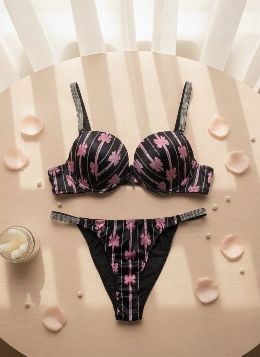 Premium printed push-up bra set in Pakistan – Safaa.pk