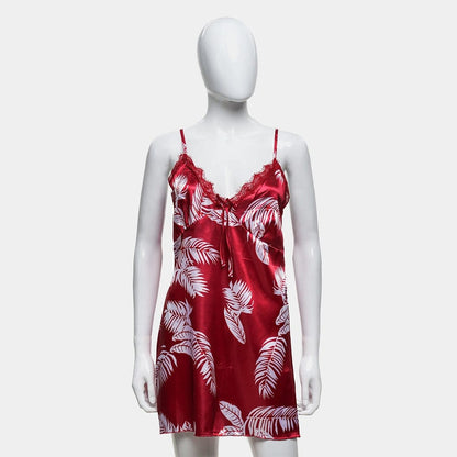 Printed Silk 2 Pcs Nighty For Girls
